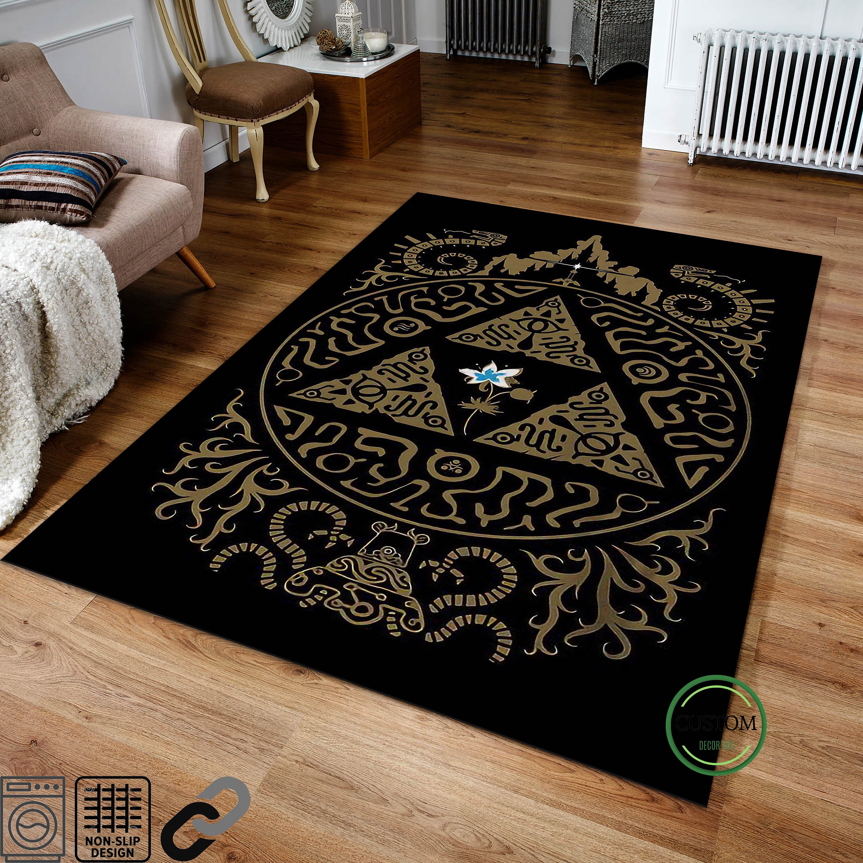 Legend of Zelda Rug, Game Room Rug, Zelda Carpet, Gamer Rug, Round Floor Area Rug, Game Decor, Gamer Room Decor, Gamer Gifts, Gifts for Kids