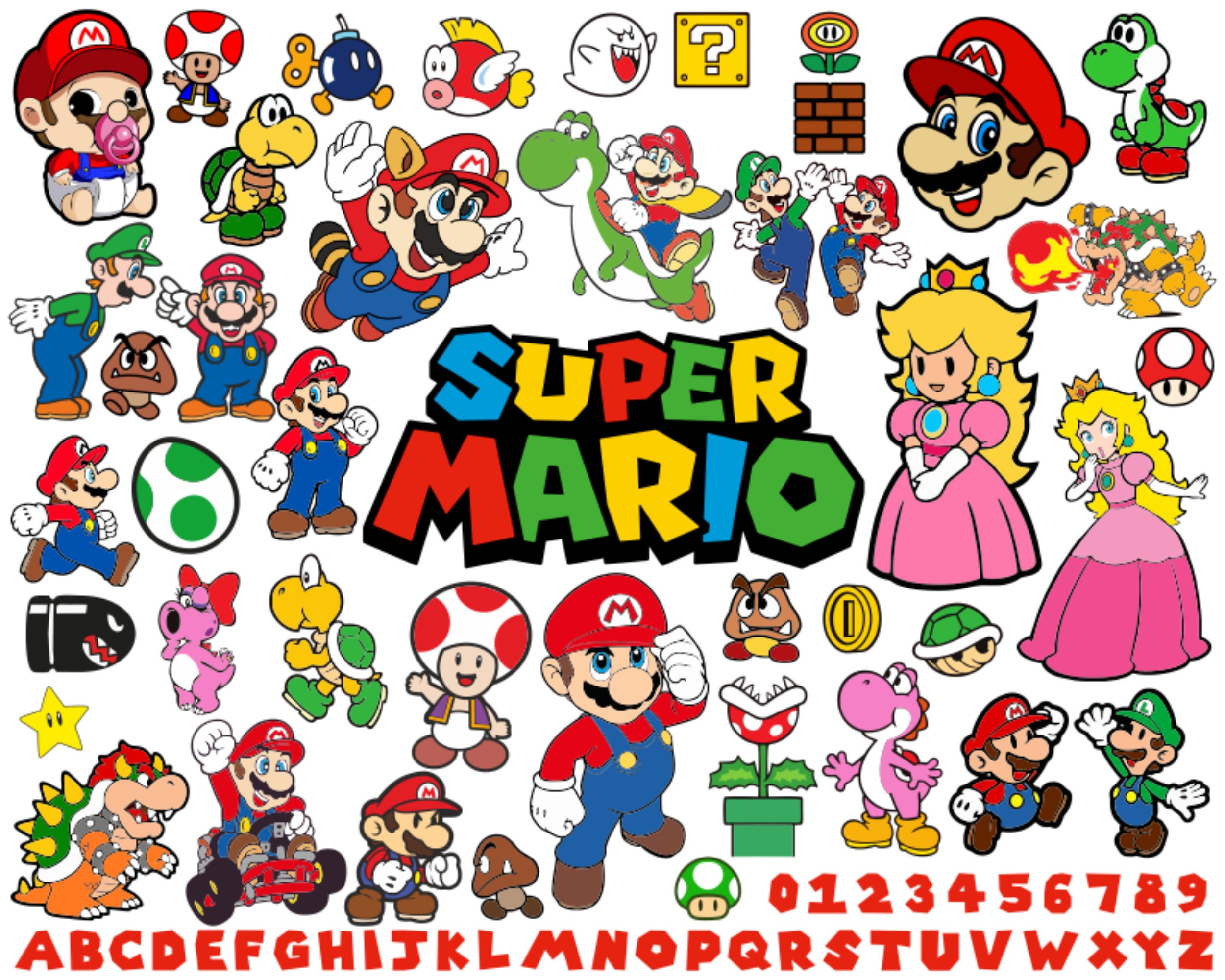 Mario Svg Bundle, Mario Png, Mario Font, Cricut, Clipart, Sublimation ...