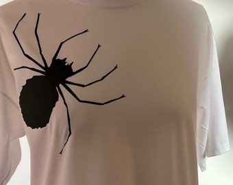 Hand Made Unisex Halloween T Shirt With With Creepy Black Spider Age 14-15 Years