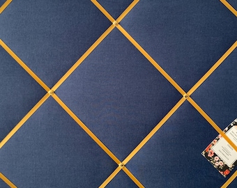 Navy Blue Lightly Padded Fabric Notice / Memo Board - Bespoke Handcrafted Service