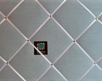 Bespoke Handcrafted Lightly Padded Fabric Notice / Memo Board made using Pale Blue Cotton Fabric