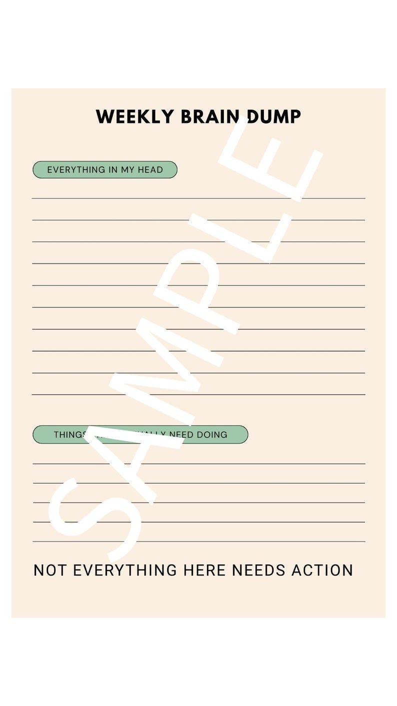 Weekly Brain Dump & Gentle Reset Printable PDF | Overwhelmed Planner ...