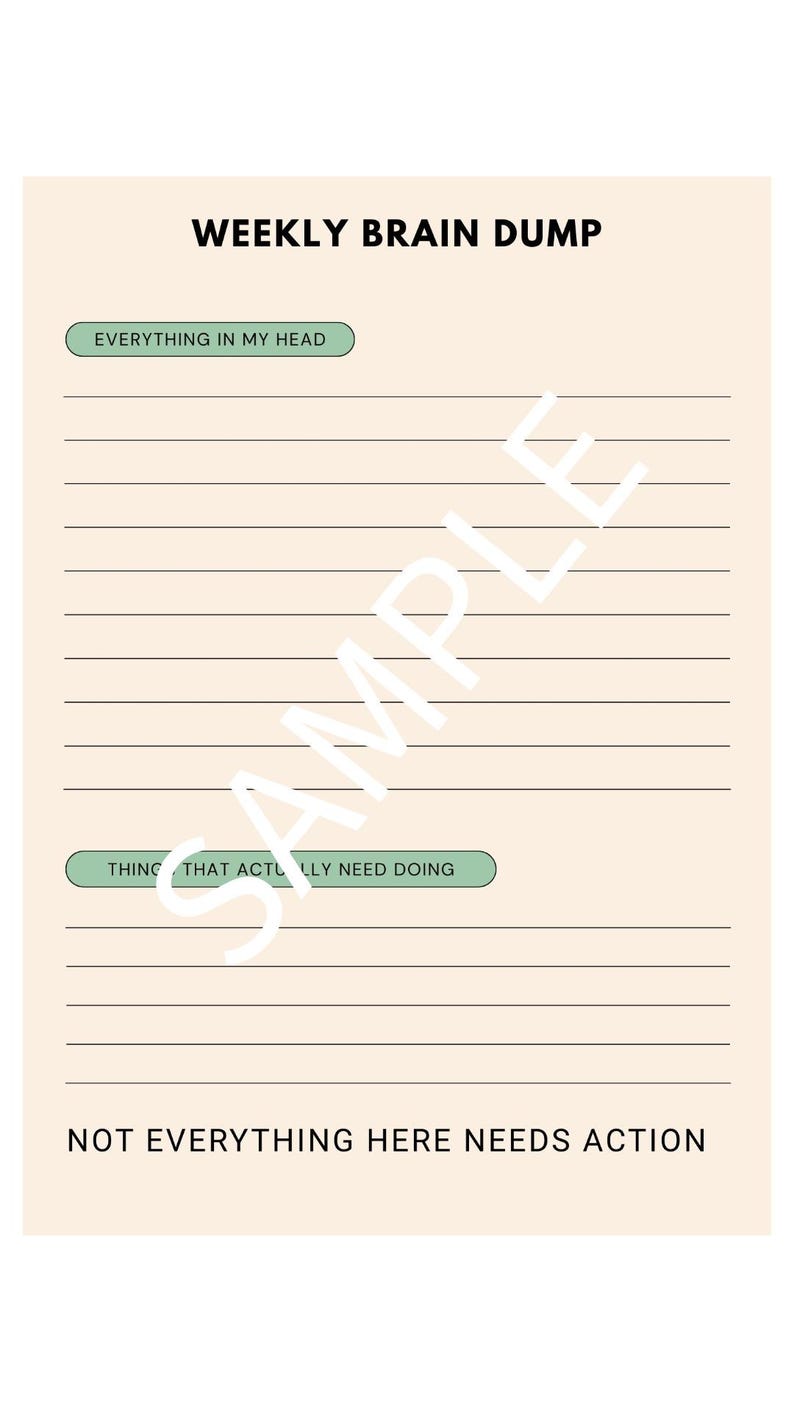 Weekly Brain Dump & Gentle Reset Printable PDF | Overwhelmed Planner ...