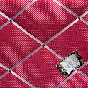 Bespoke Handcrafted Lightly Padded Fabric Notice / Memo Board made using Dark Pink Polka Dot Spots Fabric