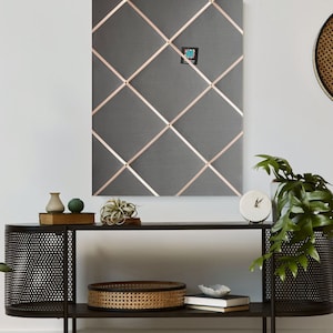 Bespoke Handcrafted Lightly Padded Fabric Notice / Memo / Bulletin Board made using Dark Charcoal Grey Fabric