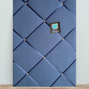 Navy Blue Lightly Padded Fabric Notice / Memo / Bulletin / Pin Board - Bespoke Handcrafted Service