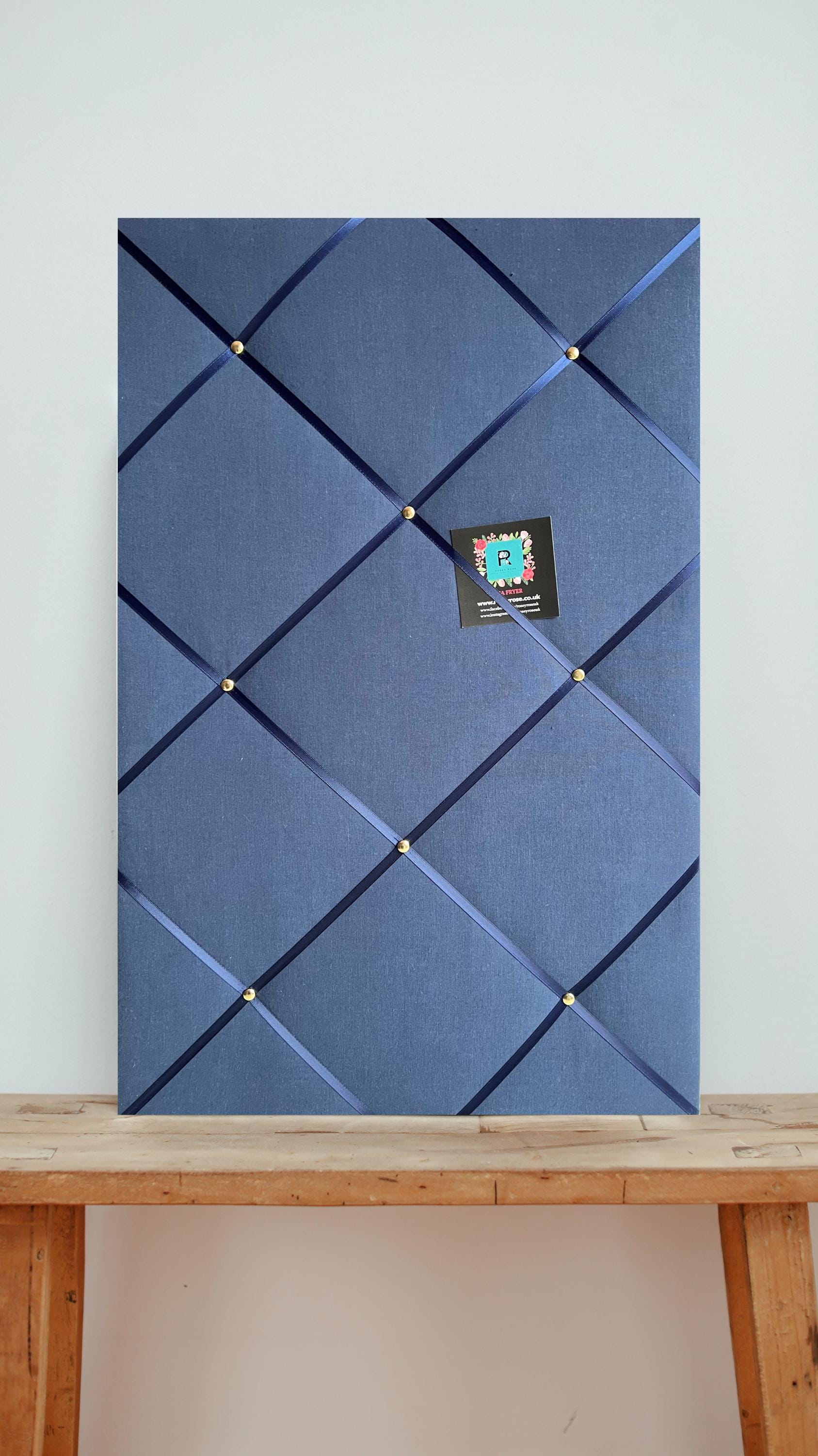 Navy Blue Lightly Padded Fabric Notice / Memo / Bulletin / Pin Board - Bespoke Handcrafted Service