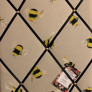 Bumble Bees Lightly Padded Fabric Notice / Memo Board - Bespoke Handcrafted Service
