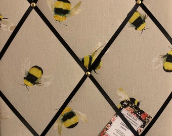Bumble Bees Lightly Padded Fabric Notice / Memo Board - Bespoke Handcrafted Service