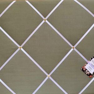 Bespoke Handcrafted Lightly Padded Fabric Notice / Memo Board made using Sage Green Fabric