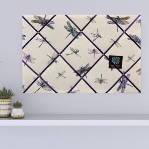 Dragonflies Lightly Padded Fabric Notice / Memo Board - Bespoke Handcrafted