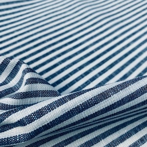 Bespoke Handcrafted Lightly Padded Fabric Notice Memo Bulletin Board made using Candy Stripe Navy Blue & White Fabric