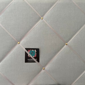 60x40cm Handcrafted Lightly Padded Fabric Notice / Memo Board made using Light Grey Silver Ribbon Fabric
