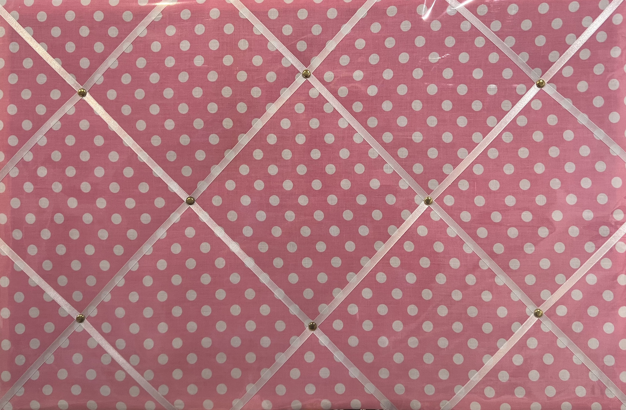 Roze en witte stof met stippen Handgemaakt licht gewatteerde stof Notitie-/memobord 60 x 40 cm