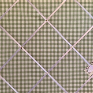 Green Gingham Lightly Padded Fabric Notice / Memo Board - Made to your specification