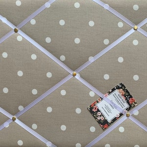 Stone Dotty Lightly Padded Fabric Notice / Memo Board - Bespoke Handcrafted Service