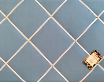 Bespoke Handcrafted Lightly Padded Fabric Notice / Memo Board made using Pale Blue Cotton Fabric