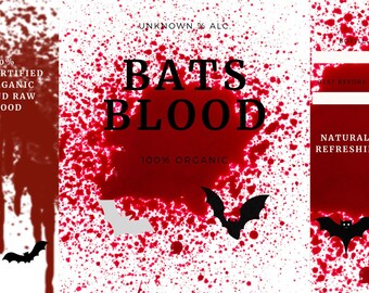 Instant Digital Download PDF Printable - Bright Red Blood Splatter Bat ...