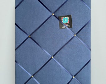 Bespoke Handcrafted Lightly Padded Fabric Notice / Memo / Bulletin / Pin Board made using Navy Blue Cotton Fabric