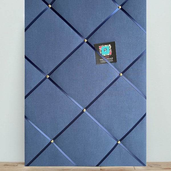 Bespoke Handcrafted Lightly Padded Fabric Notice / Memo / Bulletin / Pin Board made using Navy Blue Cotton Fabric