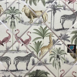 Longleat Safari Lightly Padded Fabric Bulletin / Memo Board made using  Zoo Animals Fabric - Bespoke Handcrafted