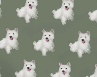 Fait main sur mesure, tissu légèrement rembourré pour affiches/tableau pour mémo, fabriqué à partir de tissu vert Scottie Dog Westie West Highland Terrier