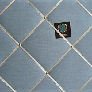 Bespoke Handcrafted Lightly Padded Fabric Notice / Memo Board made using Light Pale Blue Cotton Fabric