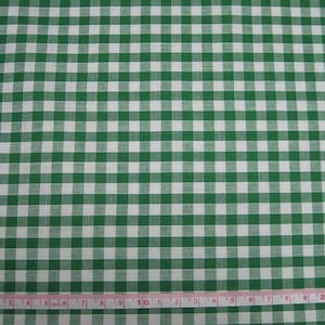Polycotton Fabric Green 1/4 Gingham Check 44inch By The Metre FREE DELIVERY