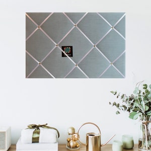 Bespoke Handcrafted Lightly Padded Fabric Notice / Memo Board made using Pale Blue Cotton Fabric