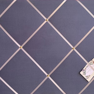 Bespoke Handcrafted Lightly Padded Fabric Notice / Memo Board made using Dark Charcoal Grey Fabric