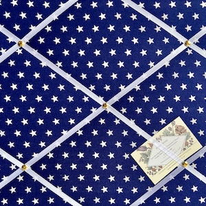 Bespoke Handcrafted Lightly Padded Fabric Notice / Memo Board made using Royal Blue & White Star