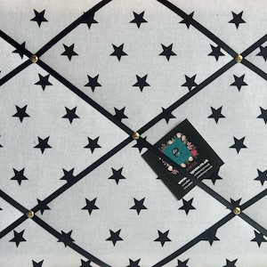 Fabric Notice / Memo Board made using Black & White Star Fabric