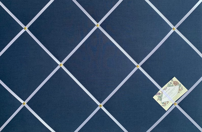 Fabriqué à la main sur mesure, tissu légèrement rembourré pour avis, mémo, affichage, tableau d'affichage, fabriqué à partir de tissu de coton bleu marine image 8