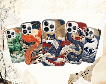 Japanische Kunst Phone Case Ukiyo-e Cover für iPhone 15 14 13 12 Pro 11 XR 8 7, Samsung S23 S22 A73 A53 A13 A14 S21 Fe S20, Pixel 8 7 6A