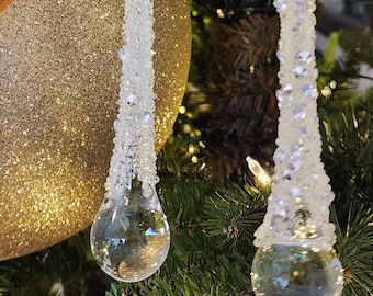 Nordic frost glass silver icicle ornament Christmas Tree Decoration