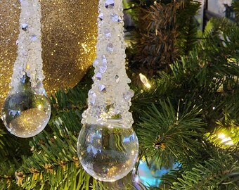 Nordic frost glass silver icicle ornament Christmas Tree Decoration