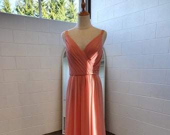 Prom Dress, Formal Dress, Bridesmaid, Coral Chiffon bridesmaid gown