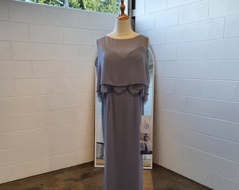 Georgette Bridesmaid GOWN, long grey dress, Plus Size