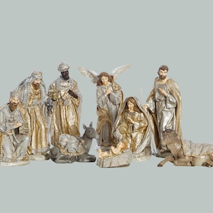 Holy Family Nativity Creche Set Decoration | Holy Family Figurines Nativity Creche Scene | Christmas Holy Family Nativity 9 Piece Set