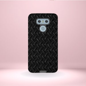 LG Black Embossed Metal Phone Cover Tough Case, G7, G6, G5, and V30