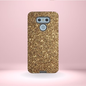 LG Gold Glitter Print Phone Cover Tough Case, G7, G6, G5, and V30