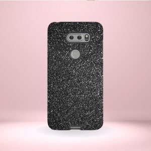 LG Black Glitter Print Phone Cover Tough Case, G7, G6, G5, and V30