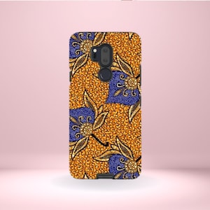 LG African Flower Fabric Phone Cover Tough Case, G7, G6, G5, and V30