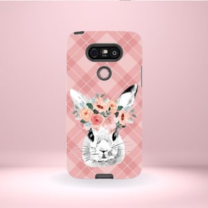LG Floral Bunny Rabbit Phone Cover Tough Case, G7, G6, G5, and V30