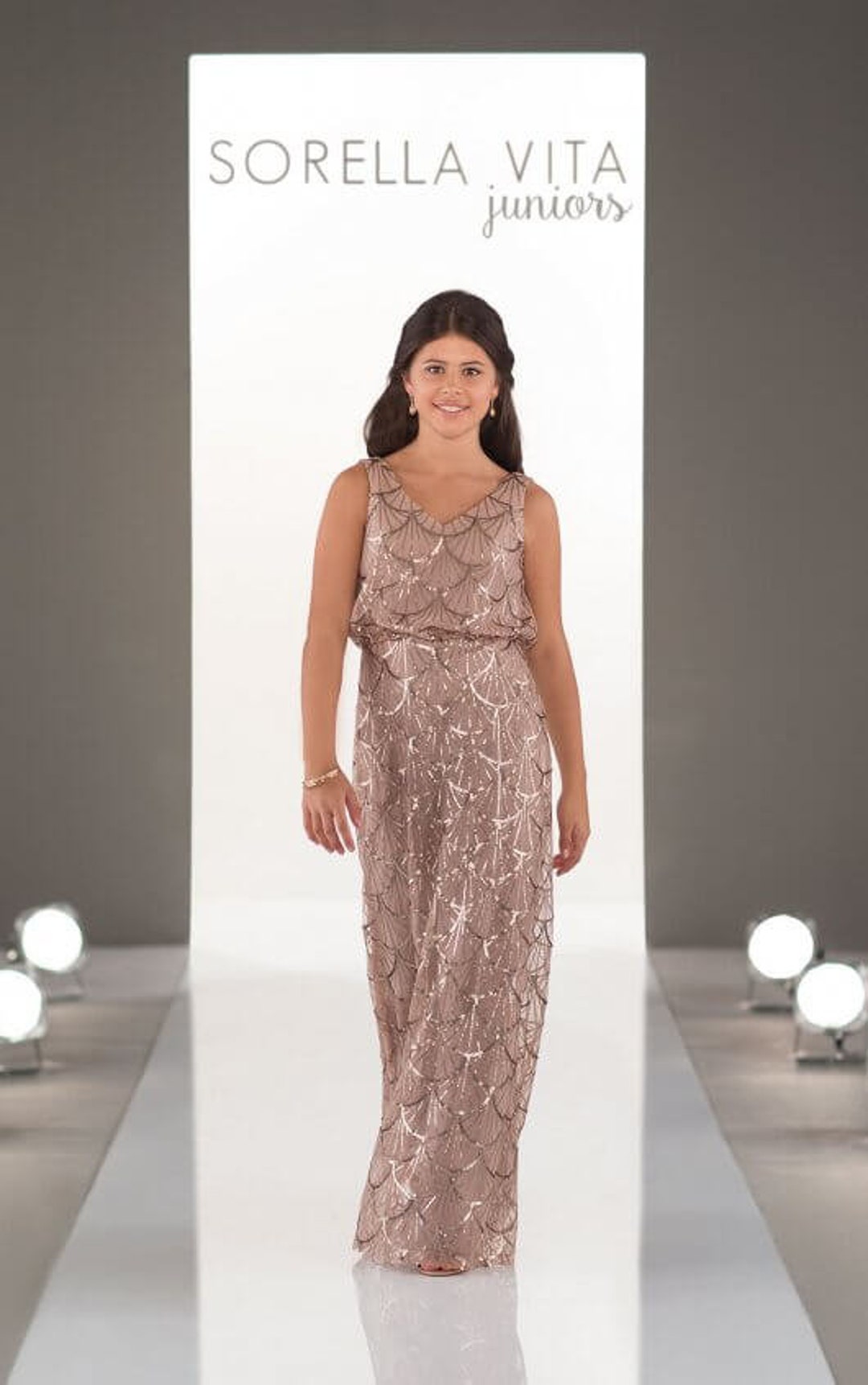 Bronze Sequin Junior Bridesmaid Dress, Sorella Vita US 14J - Etsy