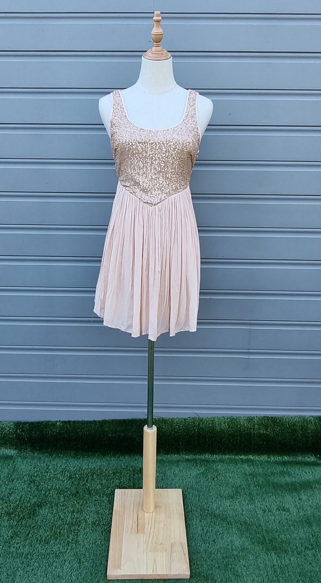 ANGEL BIBA Peach Colour Sequin Dress - Etsy Hong Kong