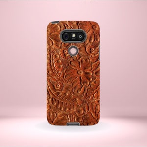LG Floral Embossed Leather Print Phone Cover Tough Case, G7, G6, G5, and V30