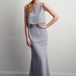 Georgette Bridesmaid GOWN, long grey dress, Plus Size