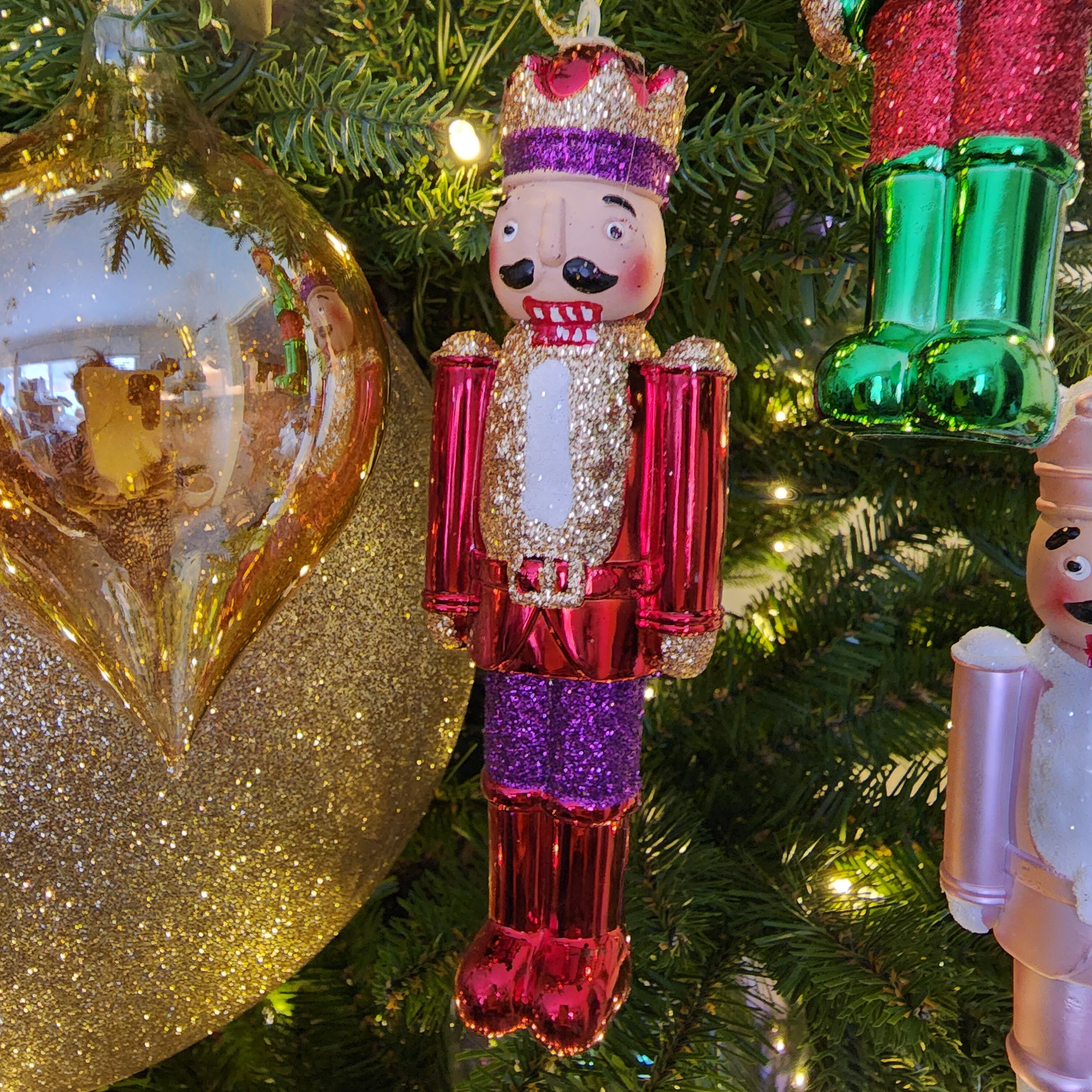 Metallic Red Nutcracker Hanging Christmas Tree Decoration Ornament Bauble