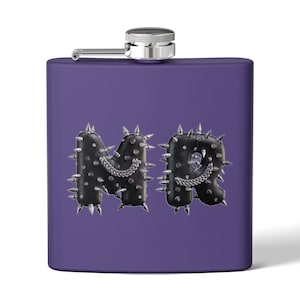 Black Leather Stud MR Flask - Perfect for Bachelors, Wedding Gifts, Groom Parties, Personalized Gift, Wedding Favors